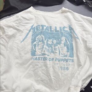 American Eagle Outfitters White and Blue Sweatshirt